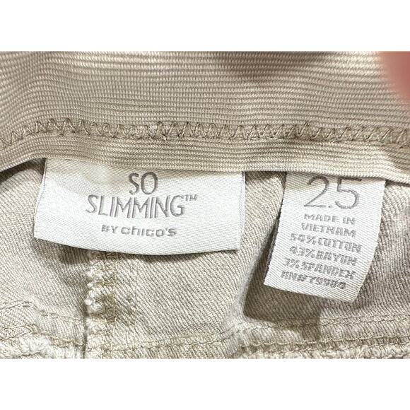 Chicos So Slimming Capri Pants Size 2.5 (34x20.5) Taupe Greige Mid Rise Stretchy - Picture 3 of 9